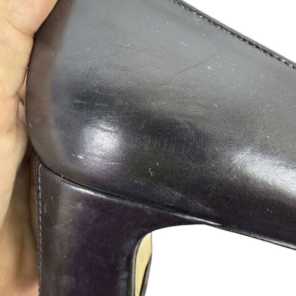 SESTO MEUCCI Black Penny Loafers Block Heel Shoes Size 10 Leather Square Toe - Picture 12 of 14